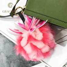 Different kinds of purse fox tail fur ball keychain accessory